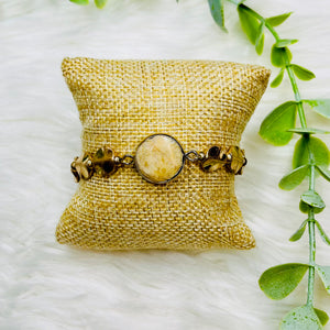 Stone Gold Beaded Stretch Bracelet