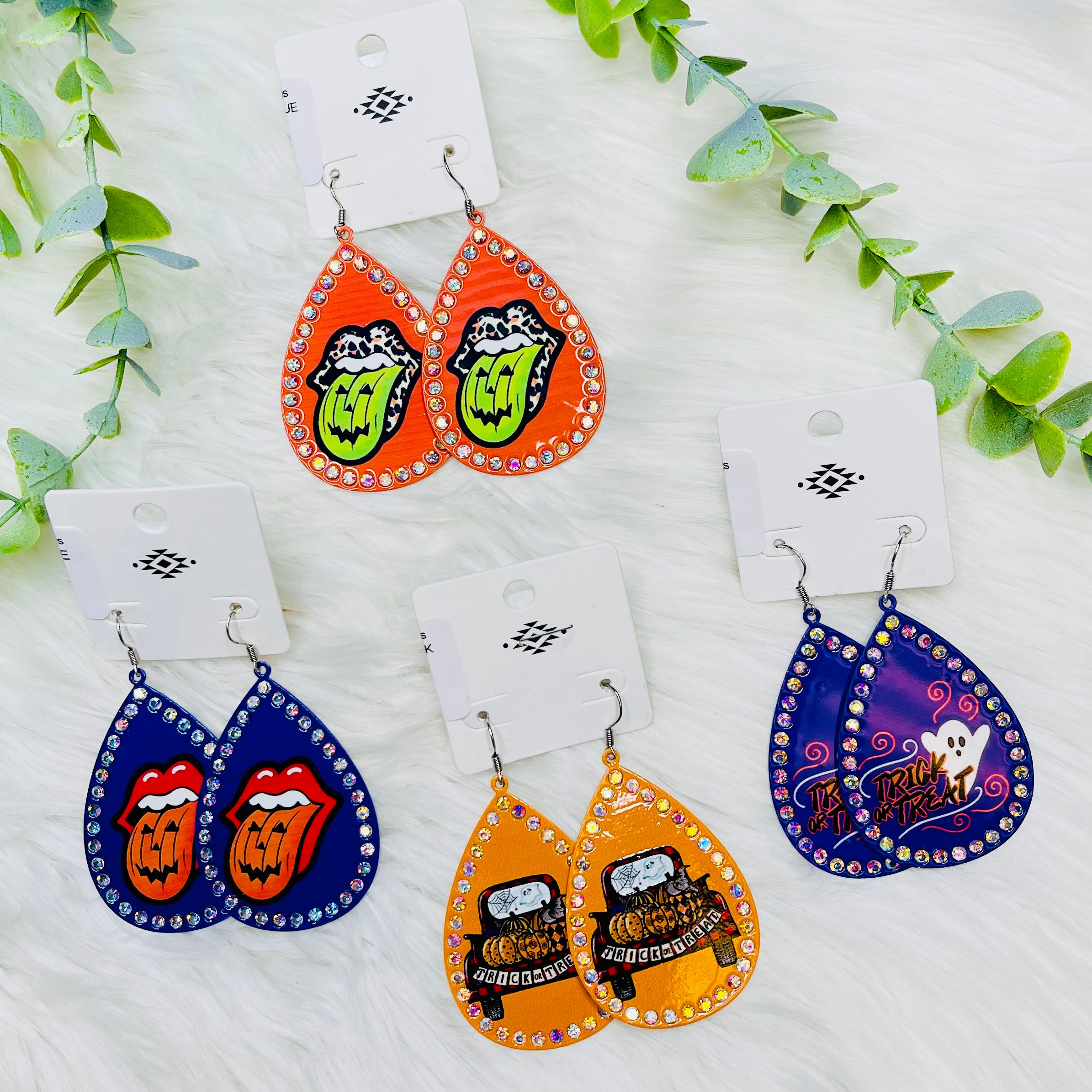 Bling Teardrop Halloween Earrings