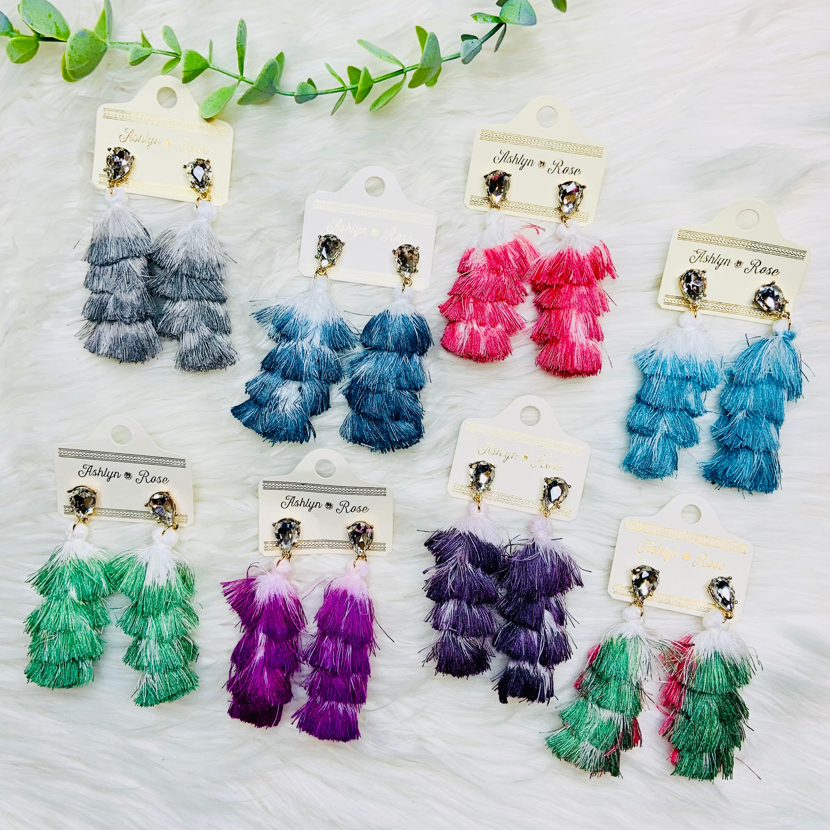 Ombre Tassel Gem Earrings