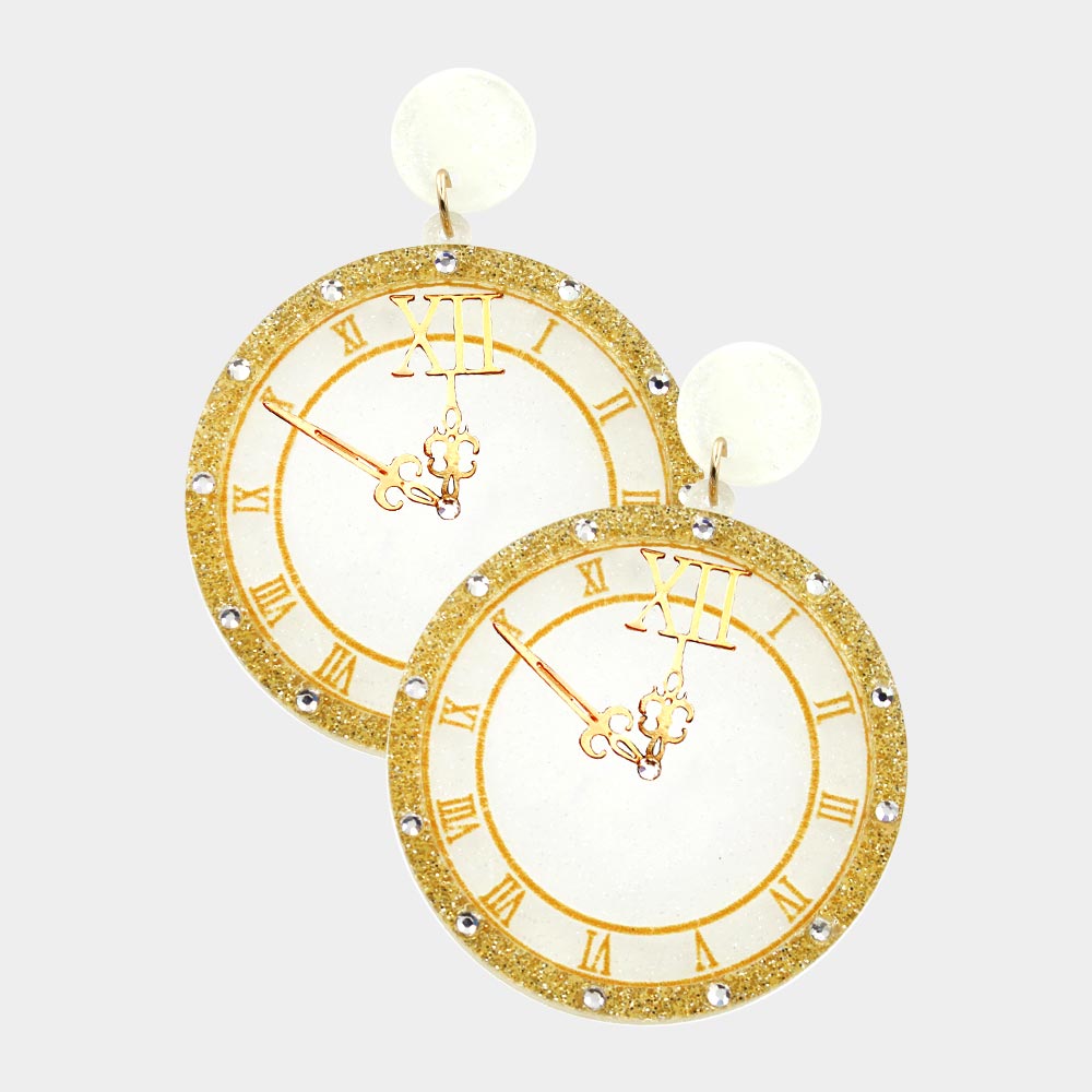 Clock New Years Earrings