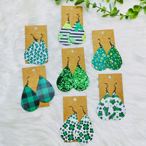 St. Patricks Day Faux Leather Earrings- SALE