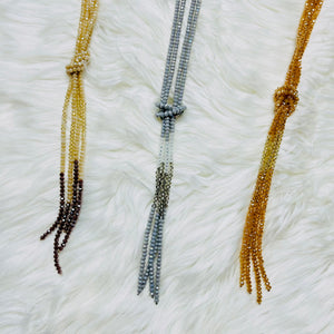 Beaded Tassel Layered Knotted Necklace