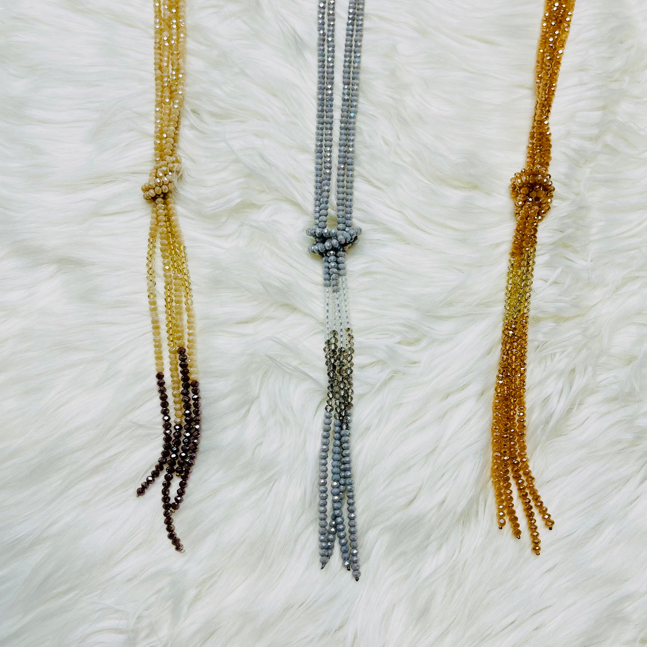 Beaded Tassel Layered Knotted Necklace