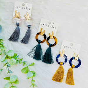 Acrylic Tassel Wishbone Earrings