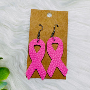 Breast Cancer Leather Earrings