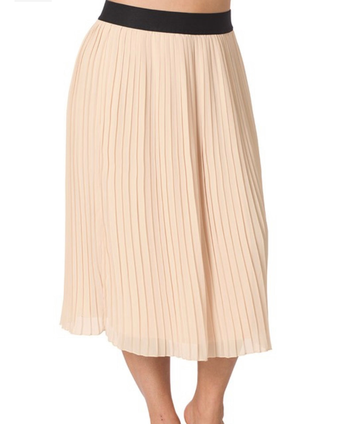 Taupe Pleated Chiffon Skirt-PLUS