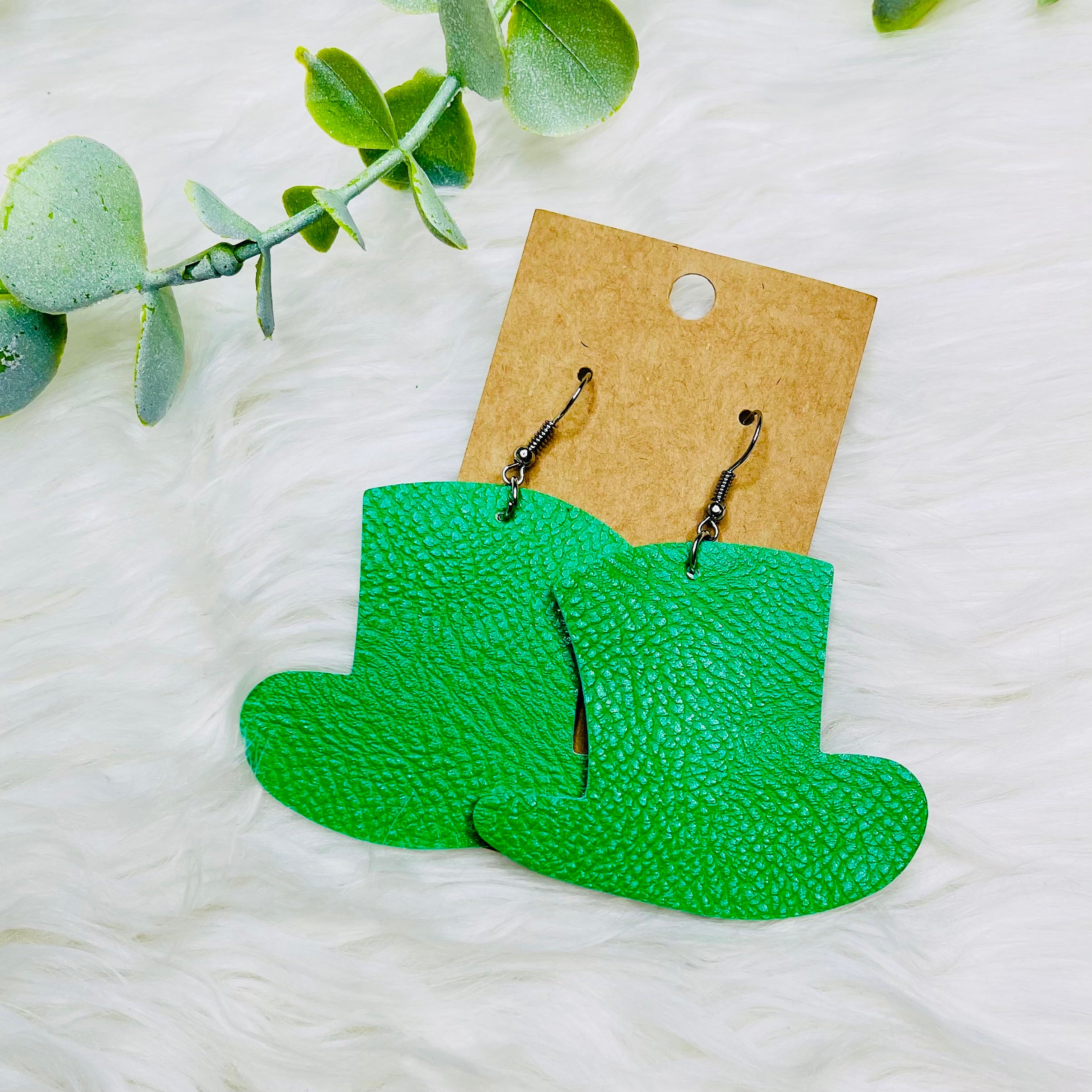 St. Patricks Day Faux Leather Earrings- SALE