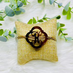 Gold Tortoise Initial Bangle Bracelet