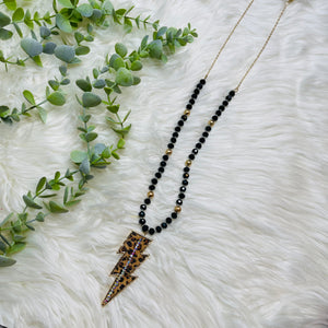 Leopard Lightening Bolt Necklace