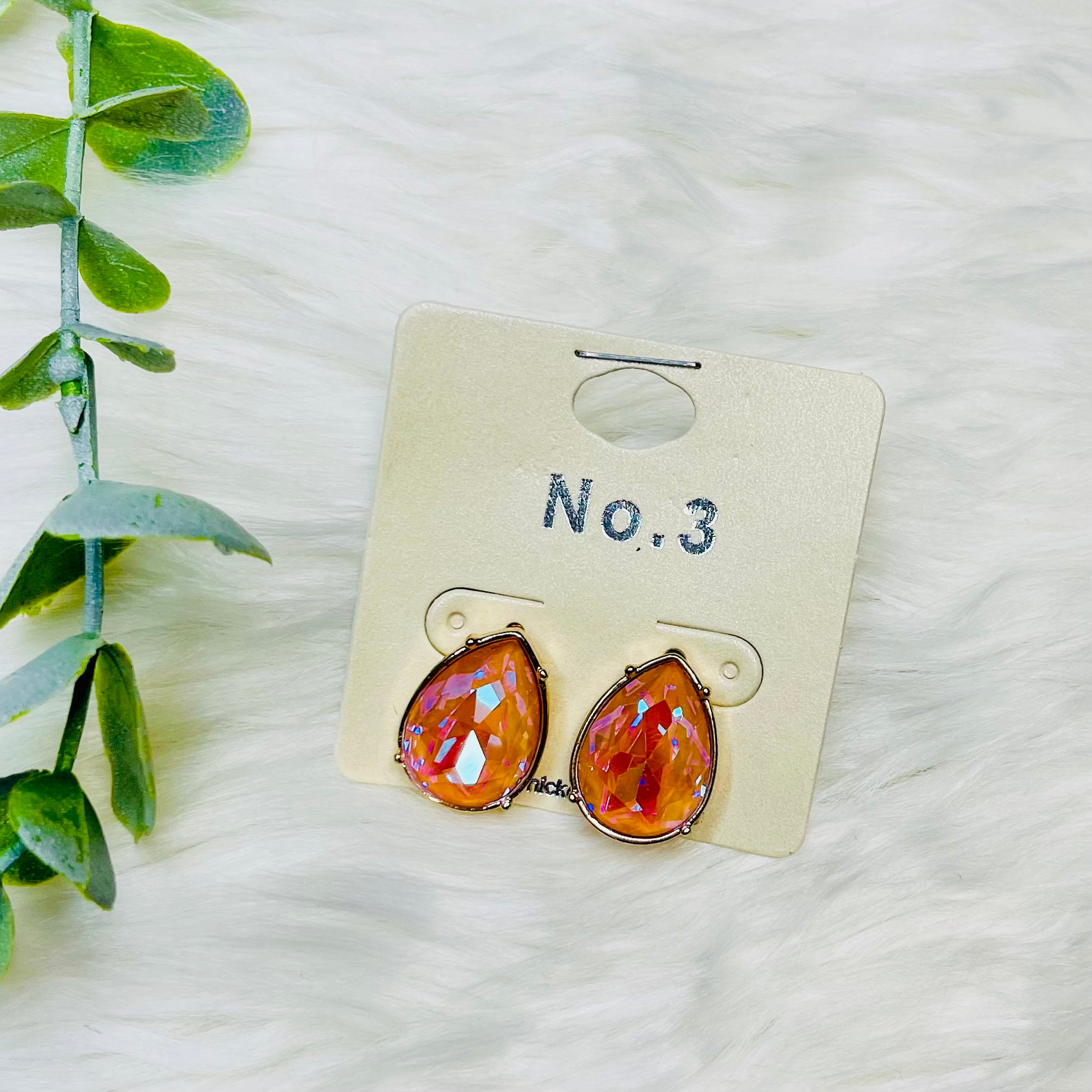 Teardrop Gem Stone Stud Earrings