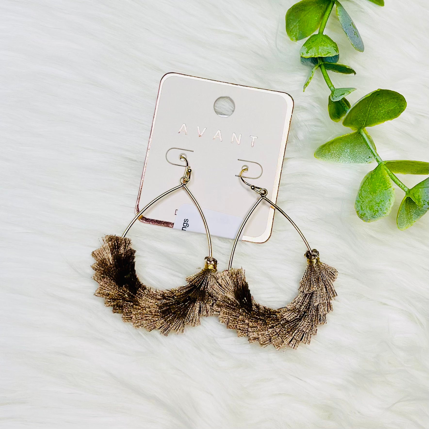 Open Teardrop Metal Tassel Earrings