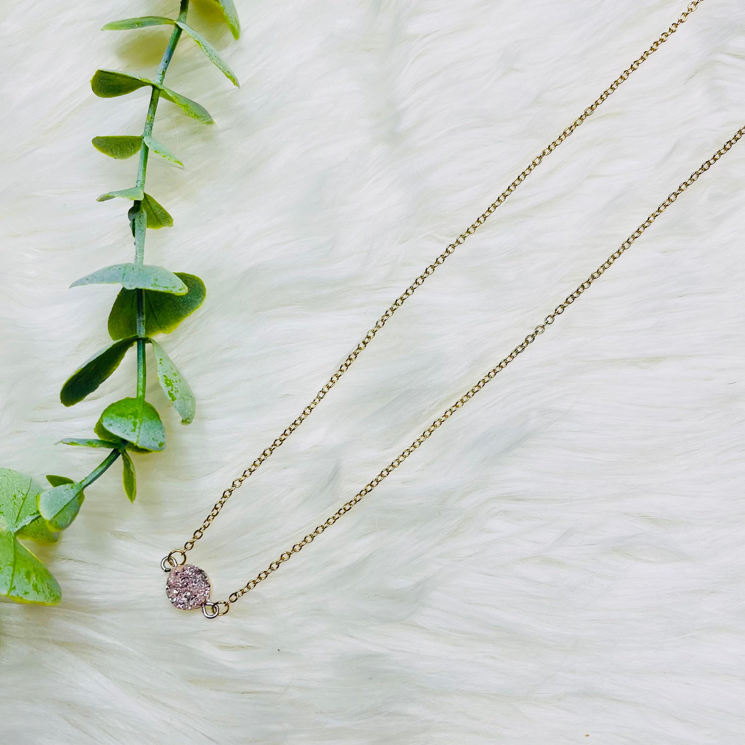 Faux Druzy Charm Necklace