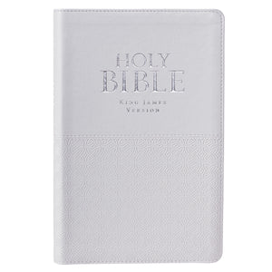 White Faux Leather KJV Gift Deluxe Bible Thumb Index