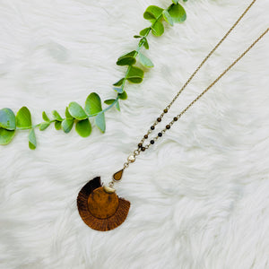 Brown Round Tassel Stone Necklace