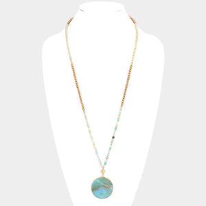 Glass Disc Marble Beaded Necklace