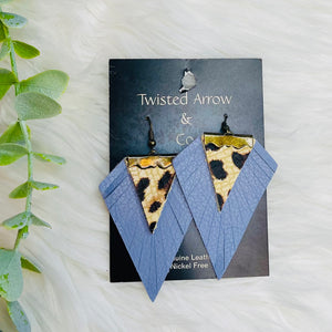 TA & CO Lilac Leopard Triangle Earrings