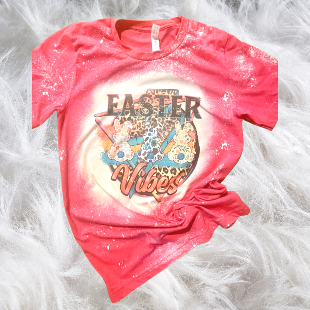 Raspberry Easter Vibes Bleached Tee- SALE