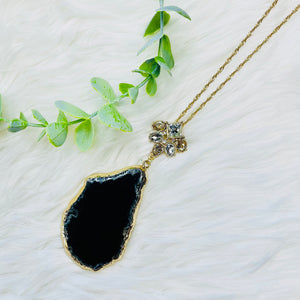 Black Stone Gold Bling Necklace