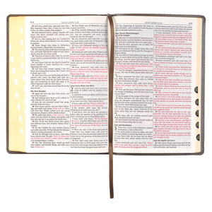 Dusty Brown Floral Faux Leather Large Print KJV Thinline Bible Thumb Index