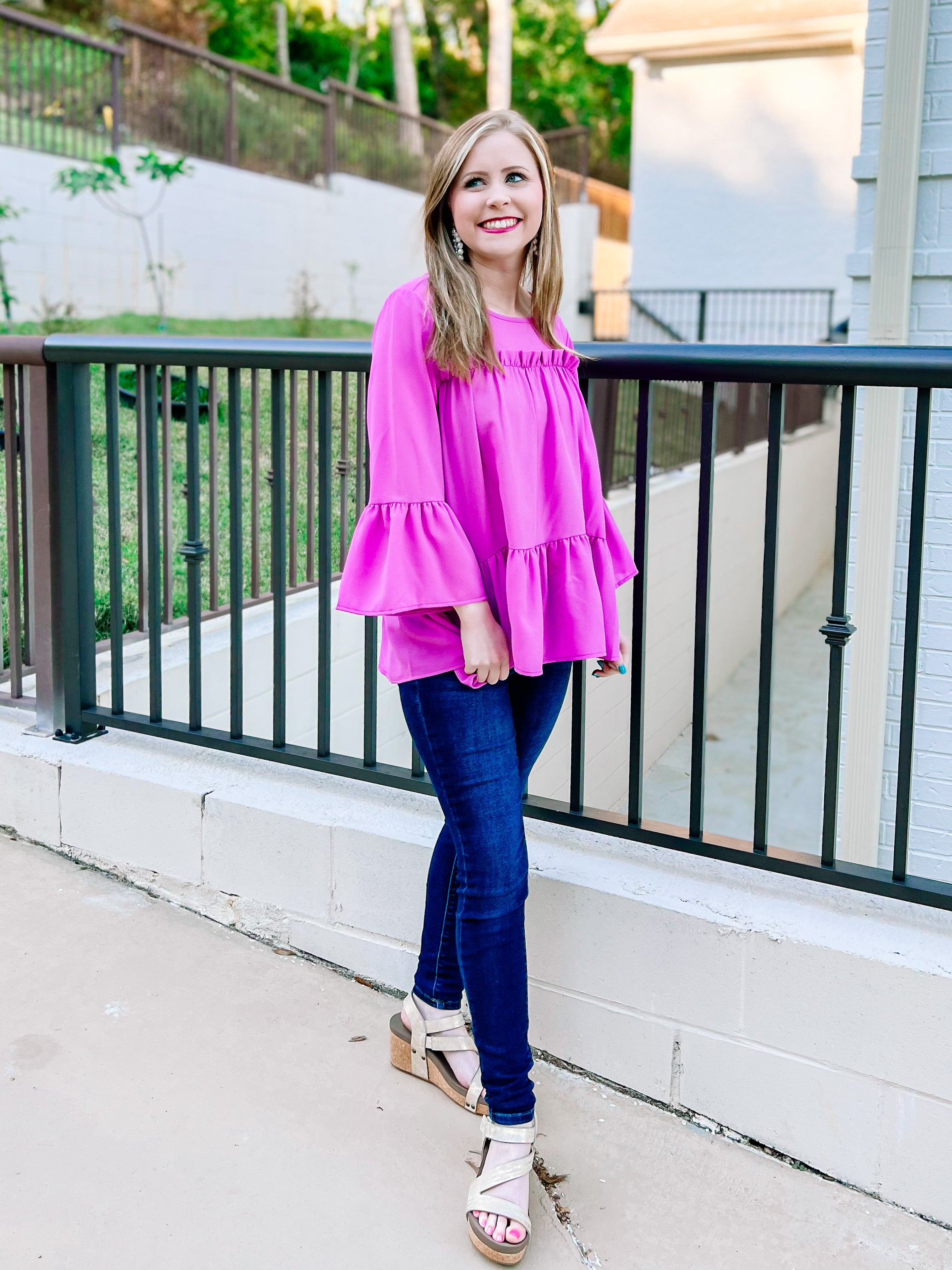 Orchid Frilly Woven Ruffle Blouse- SALE