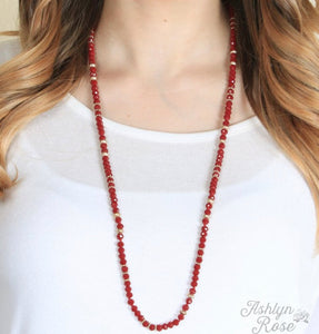 GOLD MAROON BEADED NECKLACE