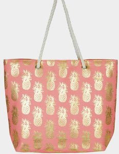 Metallic Pineapple Beach Bag