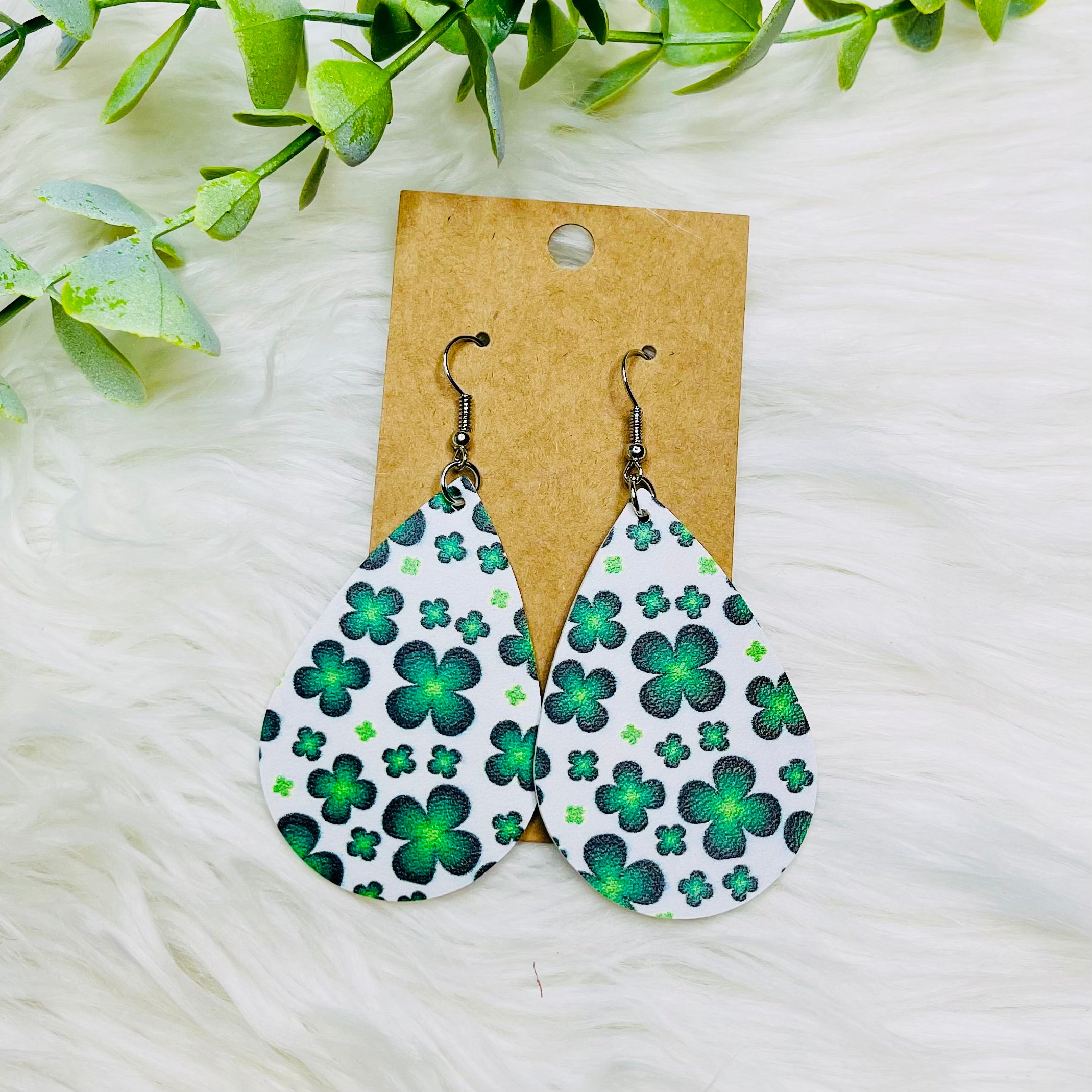 St. Patricks Day Faux Leather Earrings- SALE