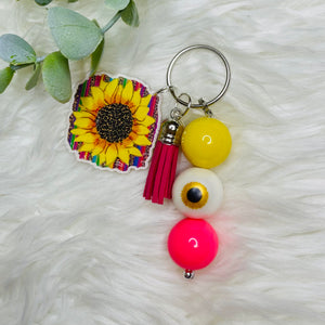 Beaded Tassel Acrylic Charm Keychain