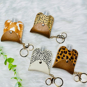 Hand Sanitizer Bottle With Animal Print Case Keychain